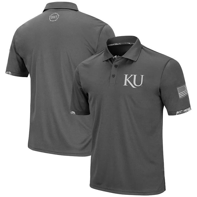 Mens Colosseum Charcoal Kansas Jayhawks Rival OHT Military Appreciation Polo Product Image