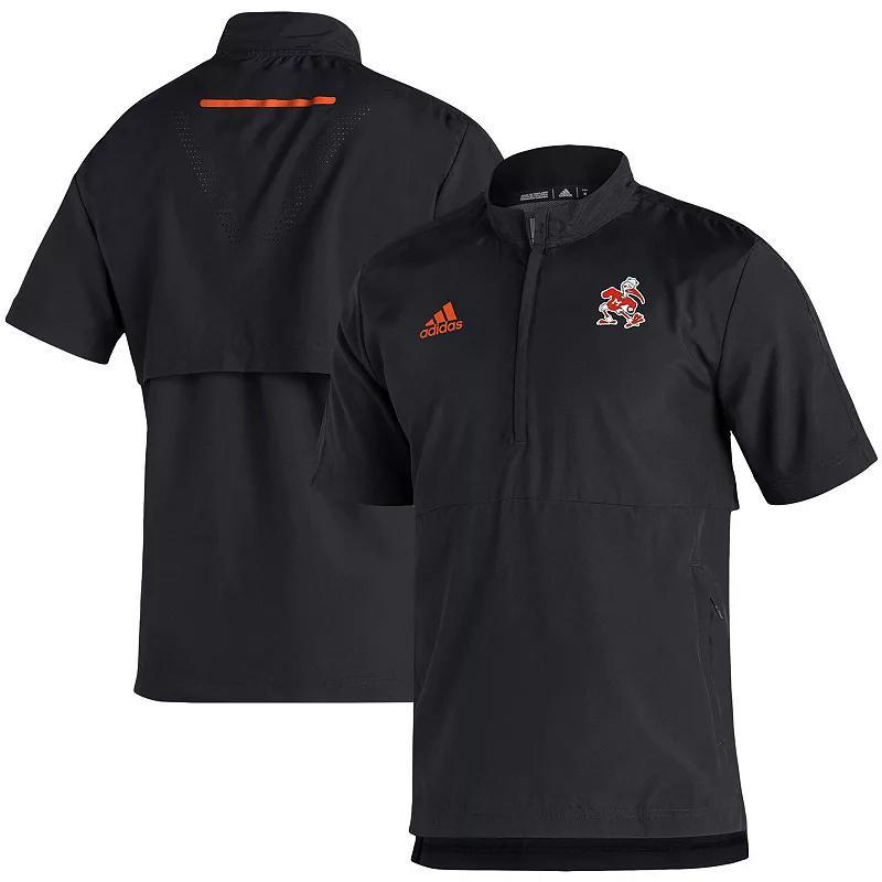 Mens adidas Scarlet Nebraska Huskers 2021 Sideline AEROREADY Short Sleeve Quarter-Zip Jacket NEB Red Product Image