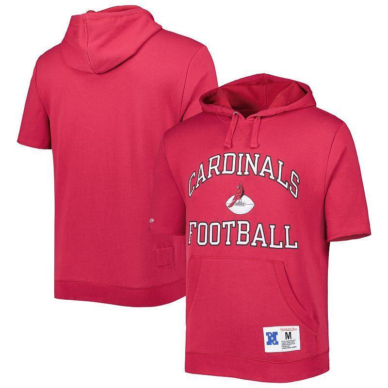 Mens Mitchell & Ness Cardinal Arizona Cardinals Washed Short Sleeve Pullover Hoodie Product Image