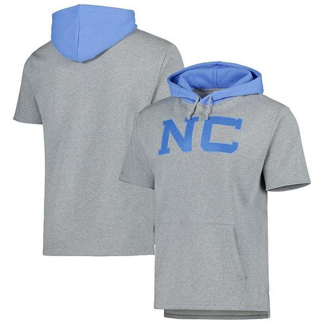 Mens Mitchell & Ness Heather Gray North Carolina Tar Heels PostgameShort Sleeve Pullover Hoodie Product Image