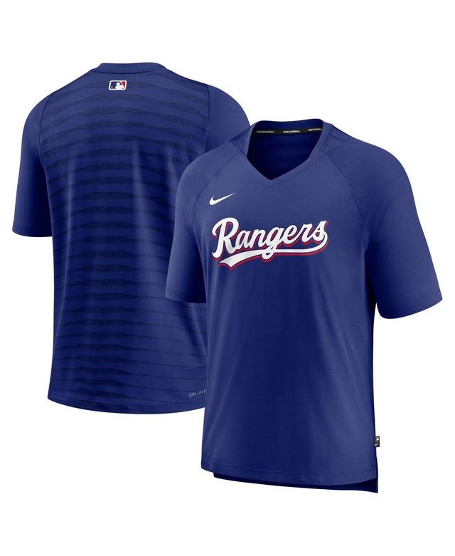 Mens Nike Royal Texas Rangers Authentic Collection Pregame Raglan Performance V-Neck T-shirt Product Image