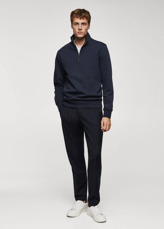 MANGO MAN - Cotton sweatshirt with zipper neck navyMen Product Image