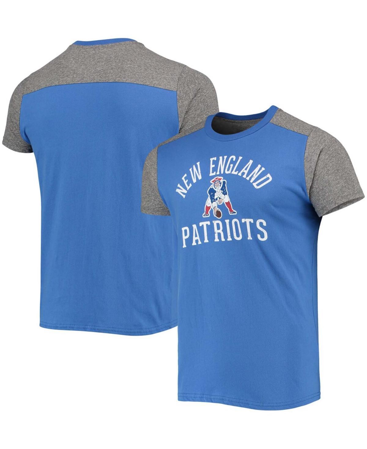 Mens Majestic Threads Royal/Heathered Gray New England Patriots Gridiron Classics Field Goal Slub T-Shirt Product Image