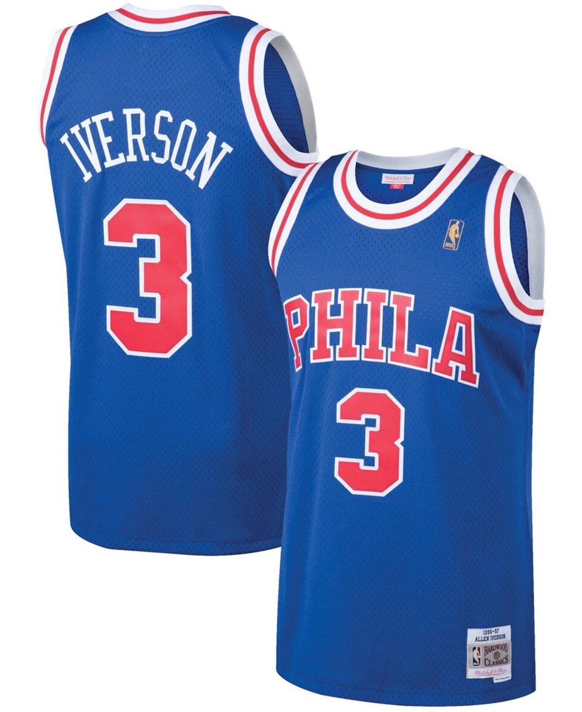 Mens Mitchell & Ness Allen Iverson Royal Philadelphia 76ers Hardwood Classics Swingman Jersey Product Image