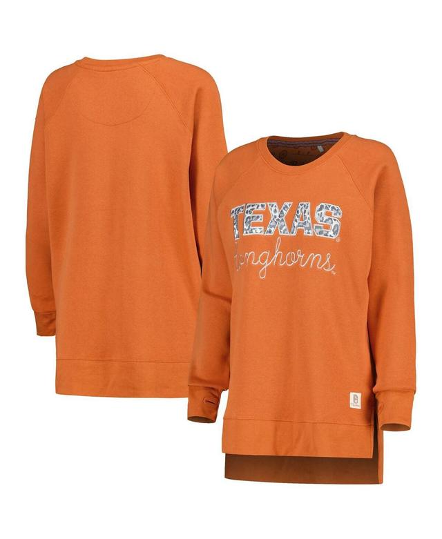 Womens Pressbox Texas Orange Texas Longhorns Steamboat Animal Print Raglan Pullover Sweatshirt Product Image