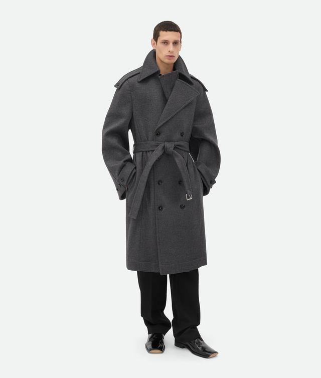 Men's Double Face Wool Trench Coat in Charcoal melange Product Image