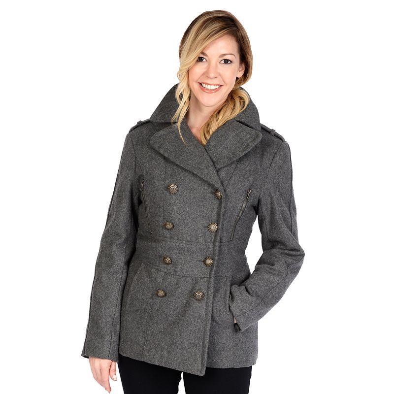 Womens Excelled Military Wool Blend Peacoat Grey Product Image