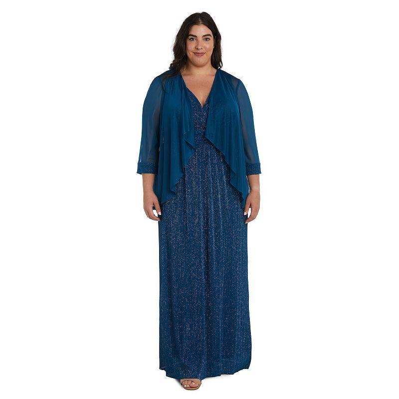 R  M Richards Plus Size Flyaway Glitter Pleated Surplice V-Neck 34 Sleeve 2 Product Image