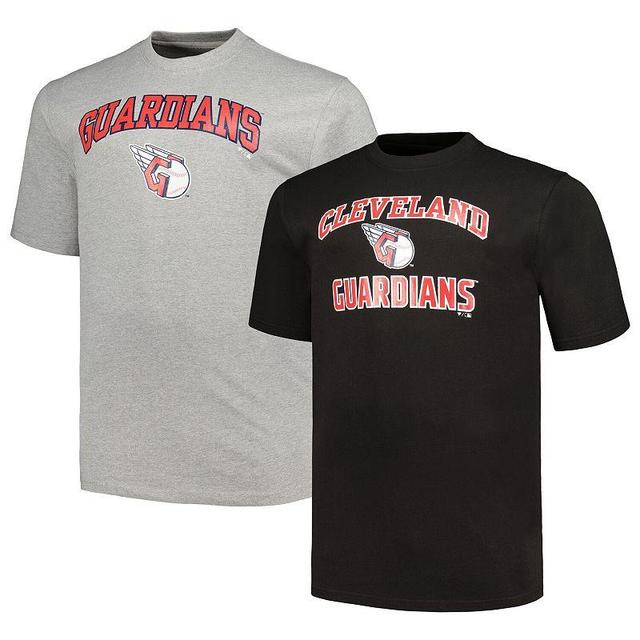 Mens Profile Black/Heather Gray Cleveland Guardians Big & Tall T-Shirt Combo Pack Product Image