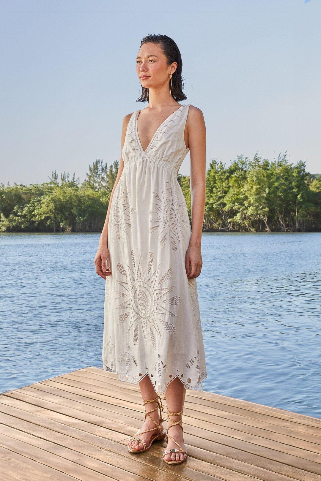 Off-White Maxi Richelieu Lenzing™ Ecovero™ Euroflax™ Maxi Dress Product Image