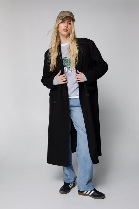 Contrast Collar Wool Look Tailored Coat Product Image