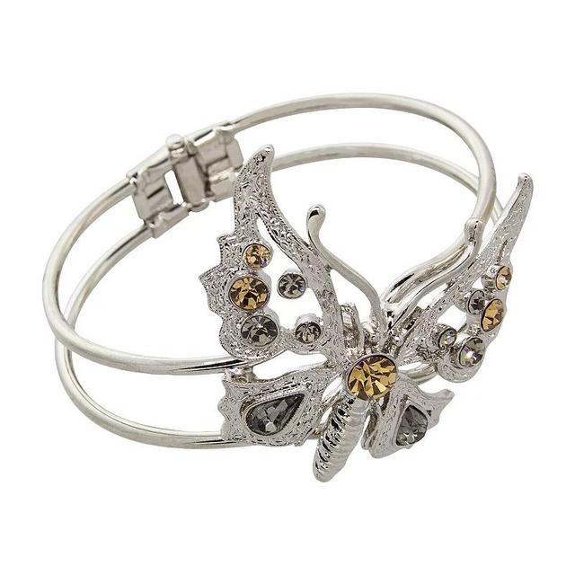 1928 Crystal Butterfly Hinge Cuff Bracelet, Womens, Light Brown Product Image