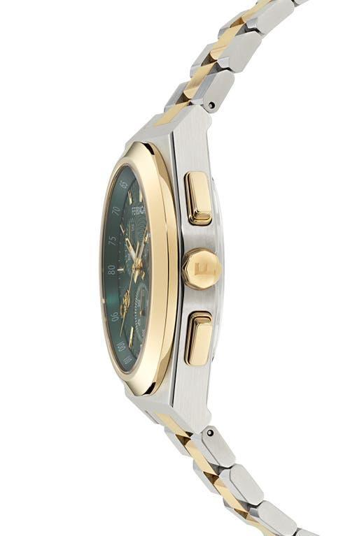 FERRAGAMO Vega Upper East Chronograph, 42mm In Green/two-tone Product Image