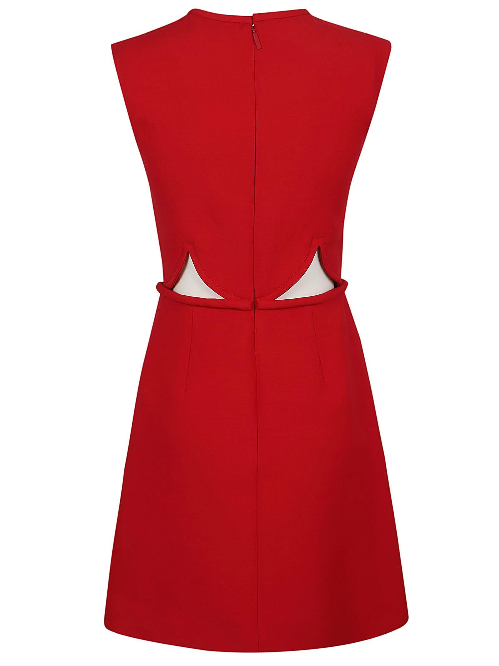 VALENTINO Solid Crepe Couture Dress In Red Product Image