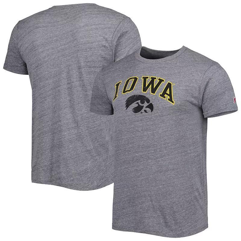 Mens League Collegiate Wear Heather Gray Iowa Hawkeyes 1965 Arch Victory Falls Tri-Blend T-Shirt Product Image