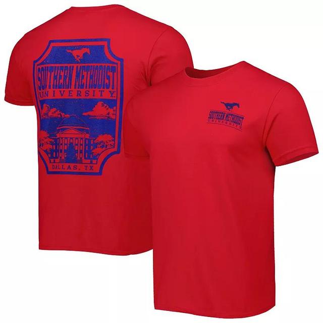 Image One Mens Red Smu Mustangs Logo Campus Icon T-Shirt Product Image