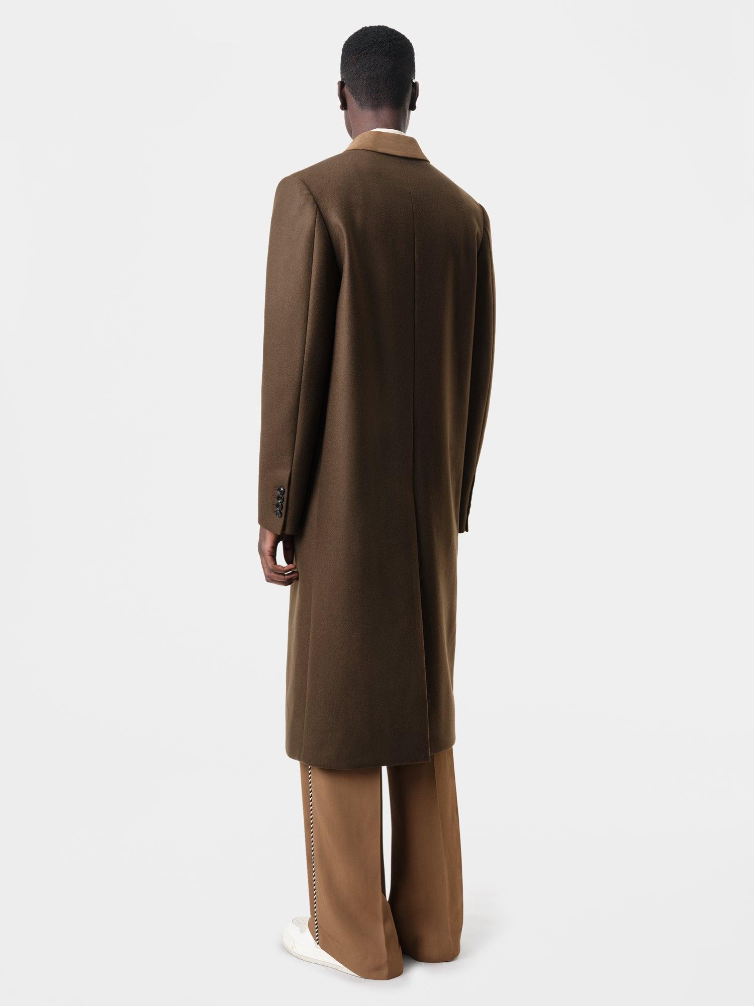 DOUBLE-BREASTED OVERCOAT - Dark Brown Male Product Image