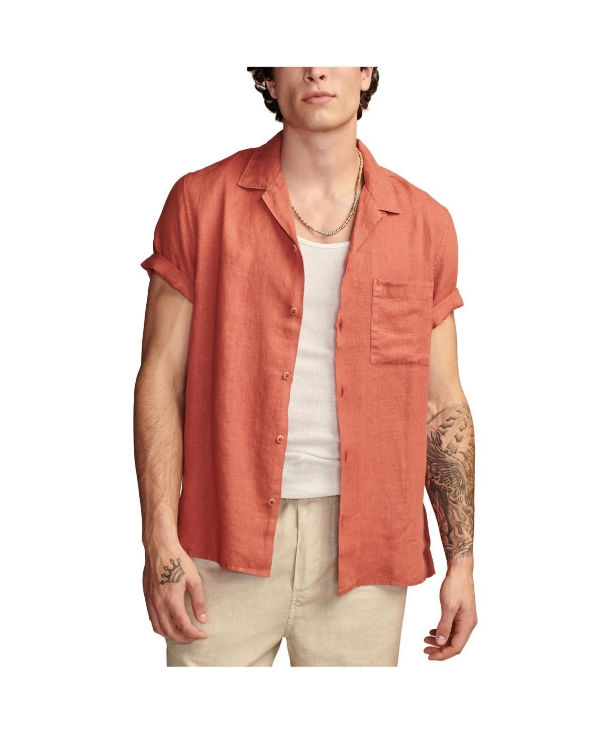 Lucky Brand Mens Linen Camp Collar Short Sleeve Shirt Product Image