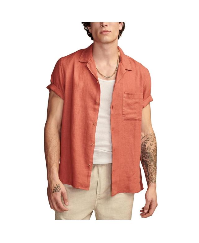 Lucky Brand Mens Linen Camp Collar Short Sleeve Shirt Product Image