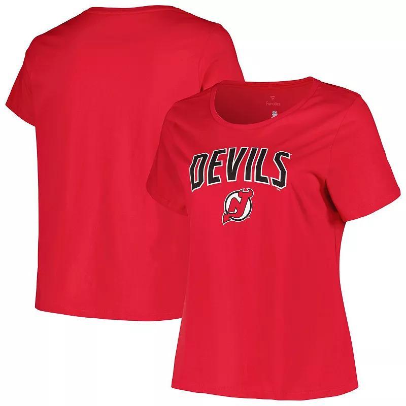 Womens Profile Red New Jersey Devils Plus Size Arch Over Logo T-Shirt Product Image