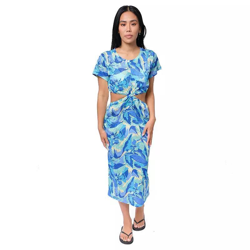 Womens Miken Cut-Out Print Crochet Midi Dress Blue Blue Product Image