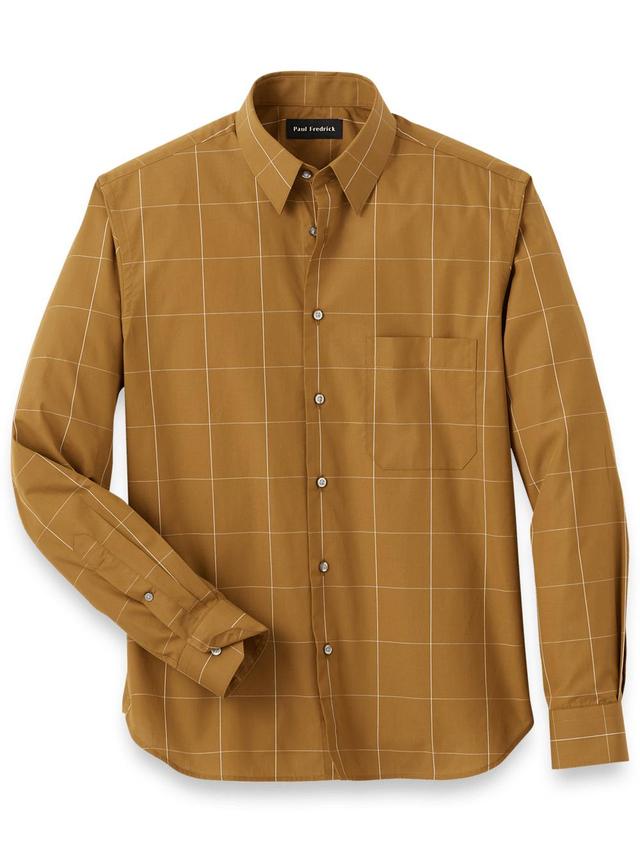 Cotton Windowpane Casual Shirt - Brown Product Image