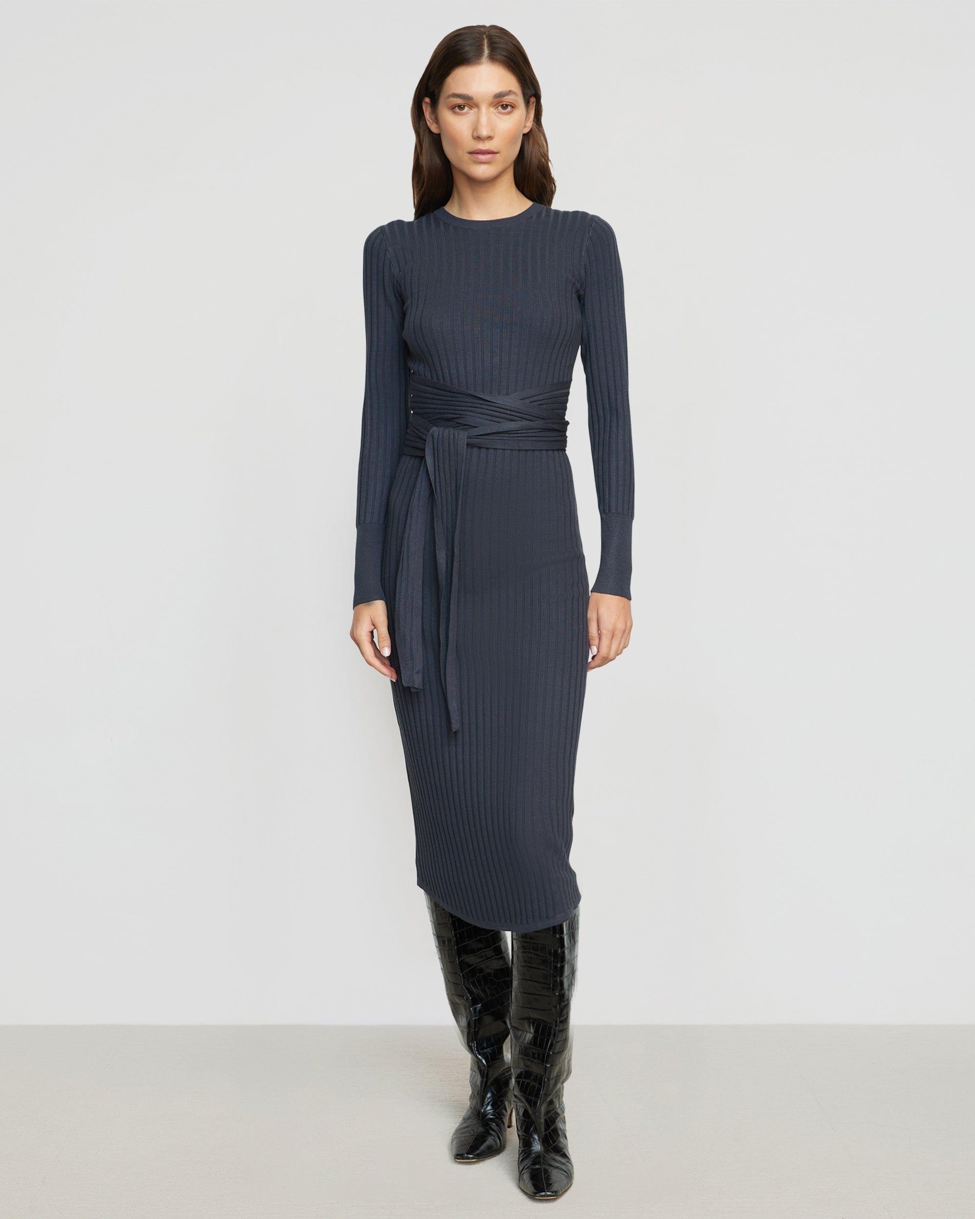 Carmen Tie-Front Ribbed Dress Product Image