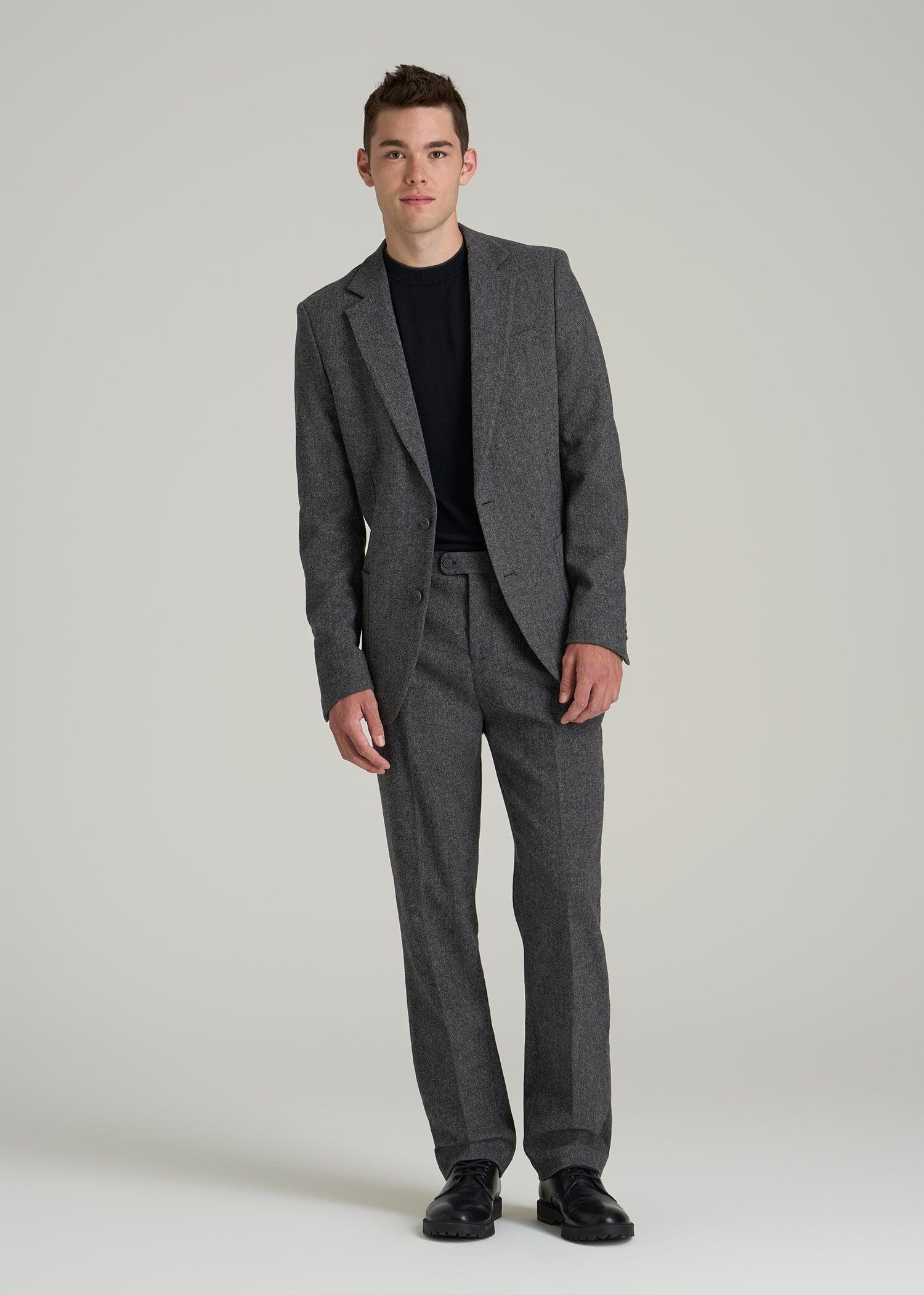 Wool Blend Dress Pants for Tall Men in Anthracite Tweed Product Image