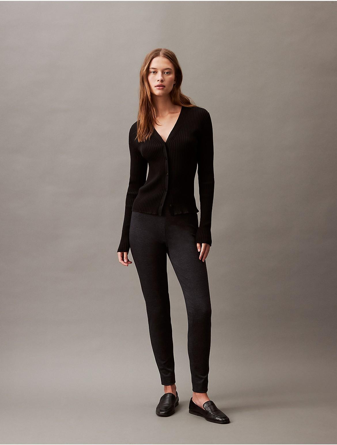 Calvin Klein Womens Solid Ponte Skinny Pants - Black - L product image