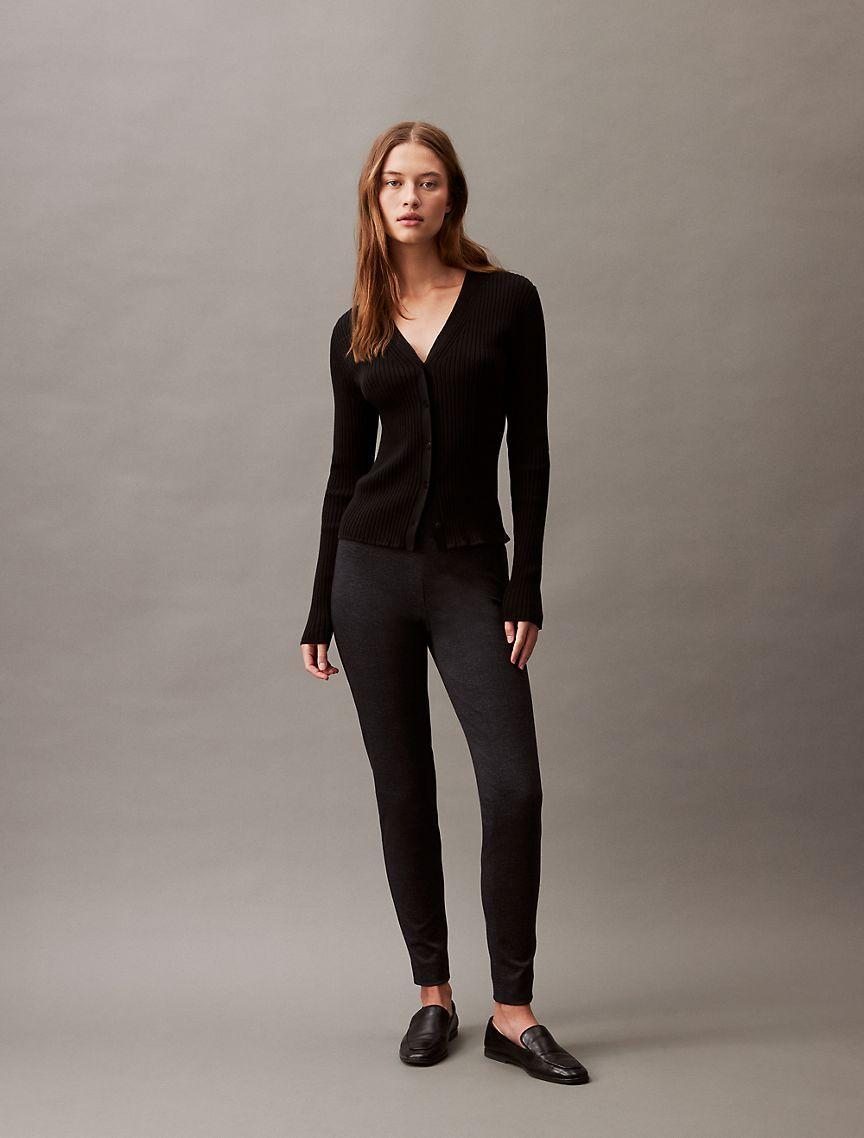 Ponte Solid Skinny Fit Pants Product Image