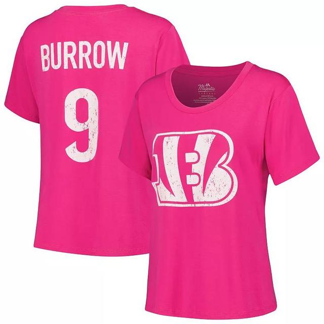 Womens Majestic Threads Joe Burrow Cincinnati Bengals Name & Number T-Shirt Product Image