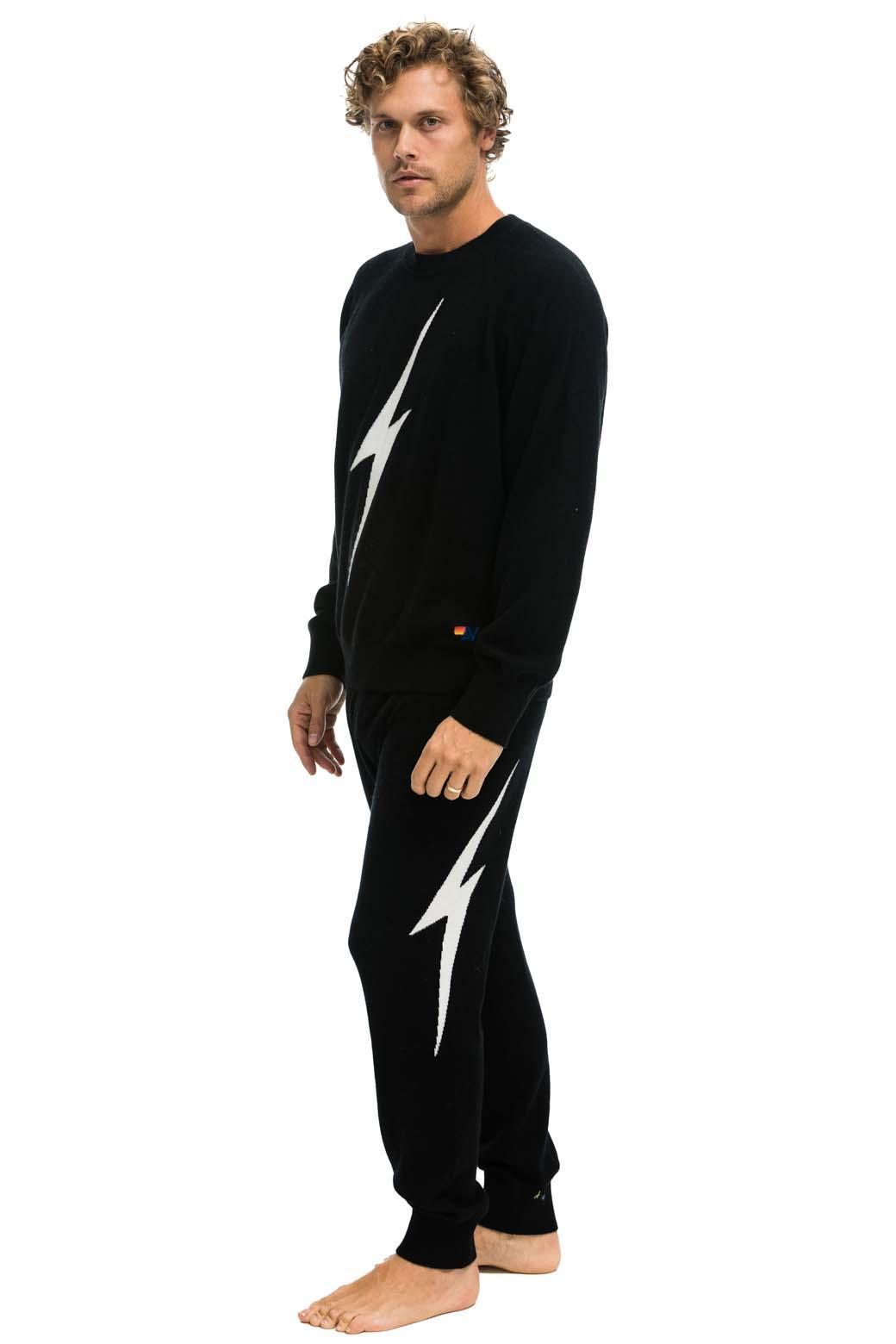 MEN'S BOLT CASHMERE LIGHT SWEATER PANT	- BLACK // WHITE BOLT Male Product Image