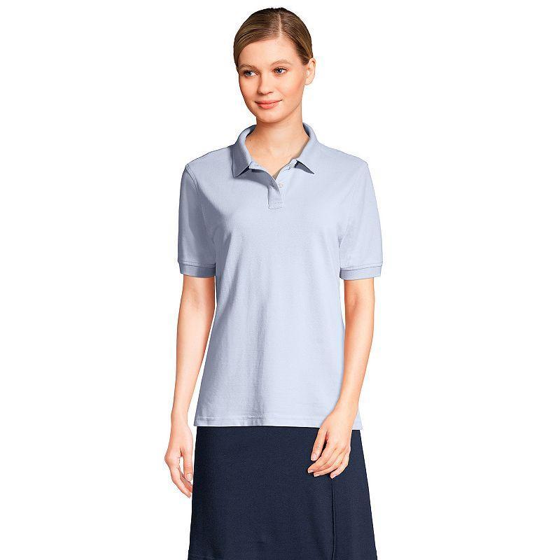 Womens Lands End School Uniform Short Sleeve Mesh Polo Shirt Blue Product Image