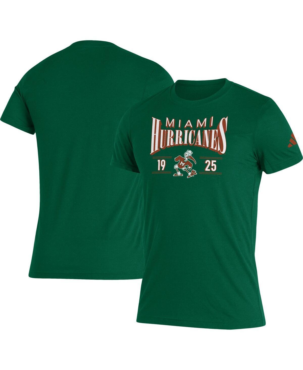 Mens adidas Green Miami Hurricanes Along The Shadow Tri-Blend T-shirt Product Image