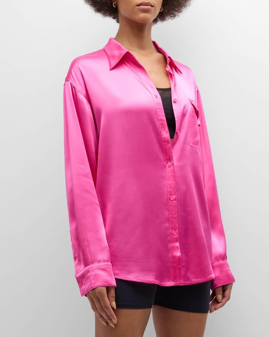 Button-Front Silk Shirt Product Image