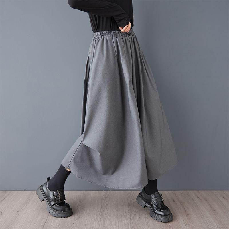 High Rise Asymmetrical Plain Maxi A-Line Skirt Product Image