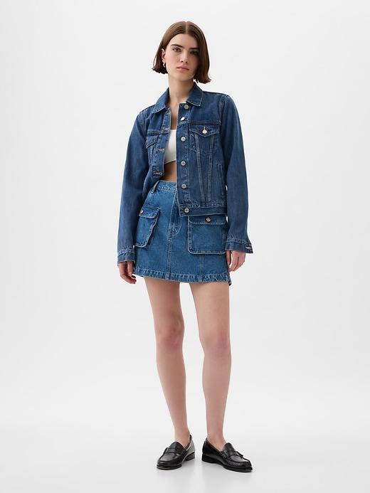 Denim Cargo Mini Skirt Product Image