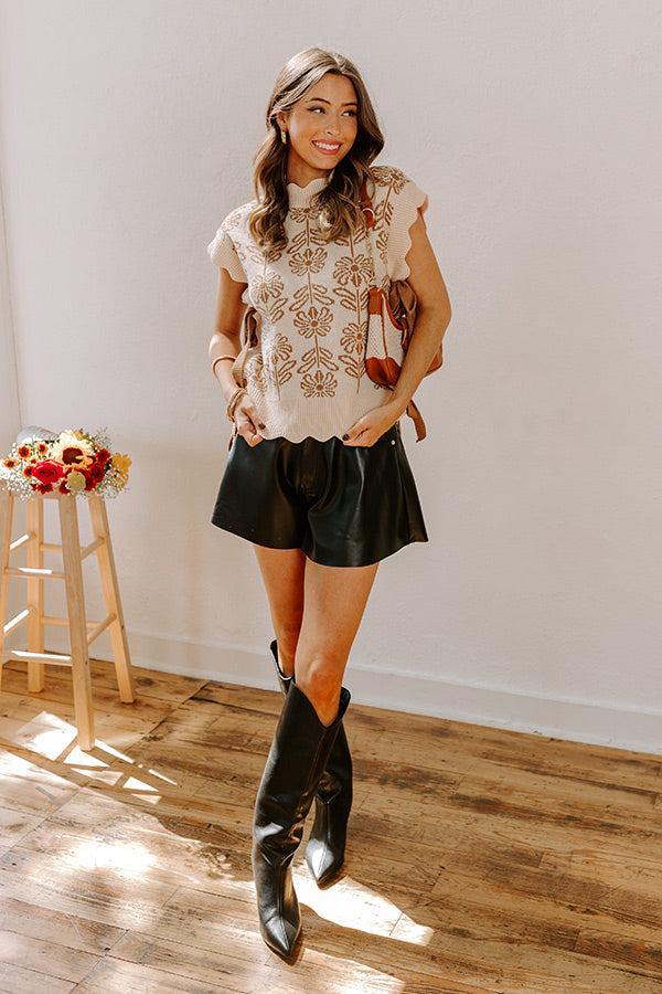 Front Porch Sippin' Floral Sweater Top in Mocha Product Image