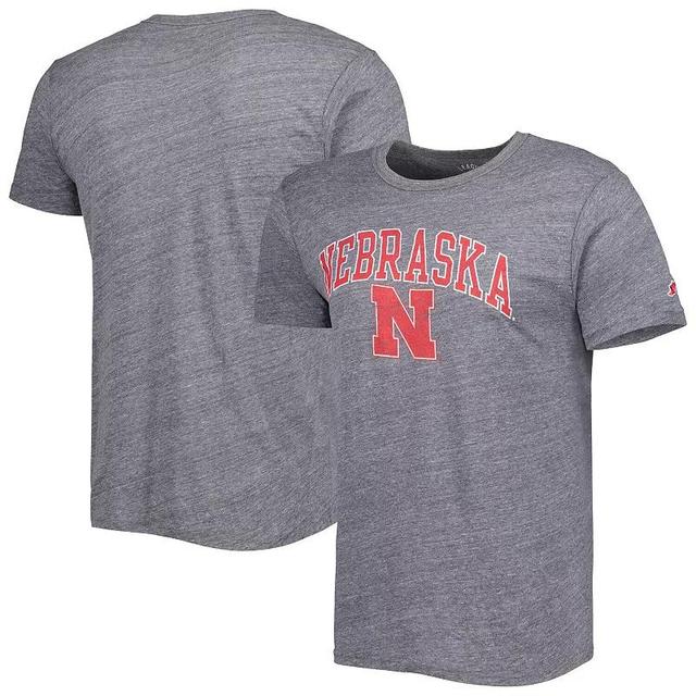 Mens League Collegiate Wear Heather Gray Nebraska Huskers 1965 Arch Victory Falls Tri-Blend T-Shirt Product Image