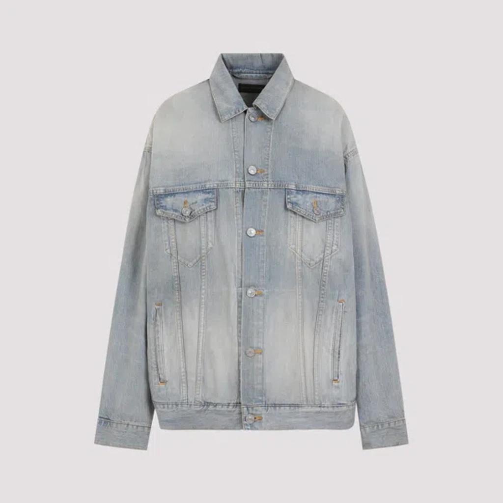 BALENCIAGA Light Blue Cotton Jacket In Blonde Ring product image