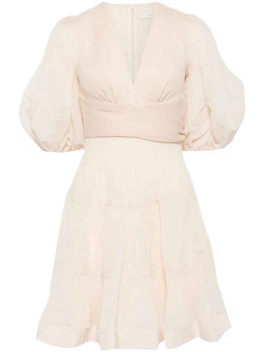 Pleated Mini Dress In Neutrals Product Image