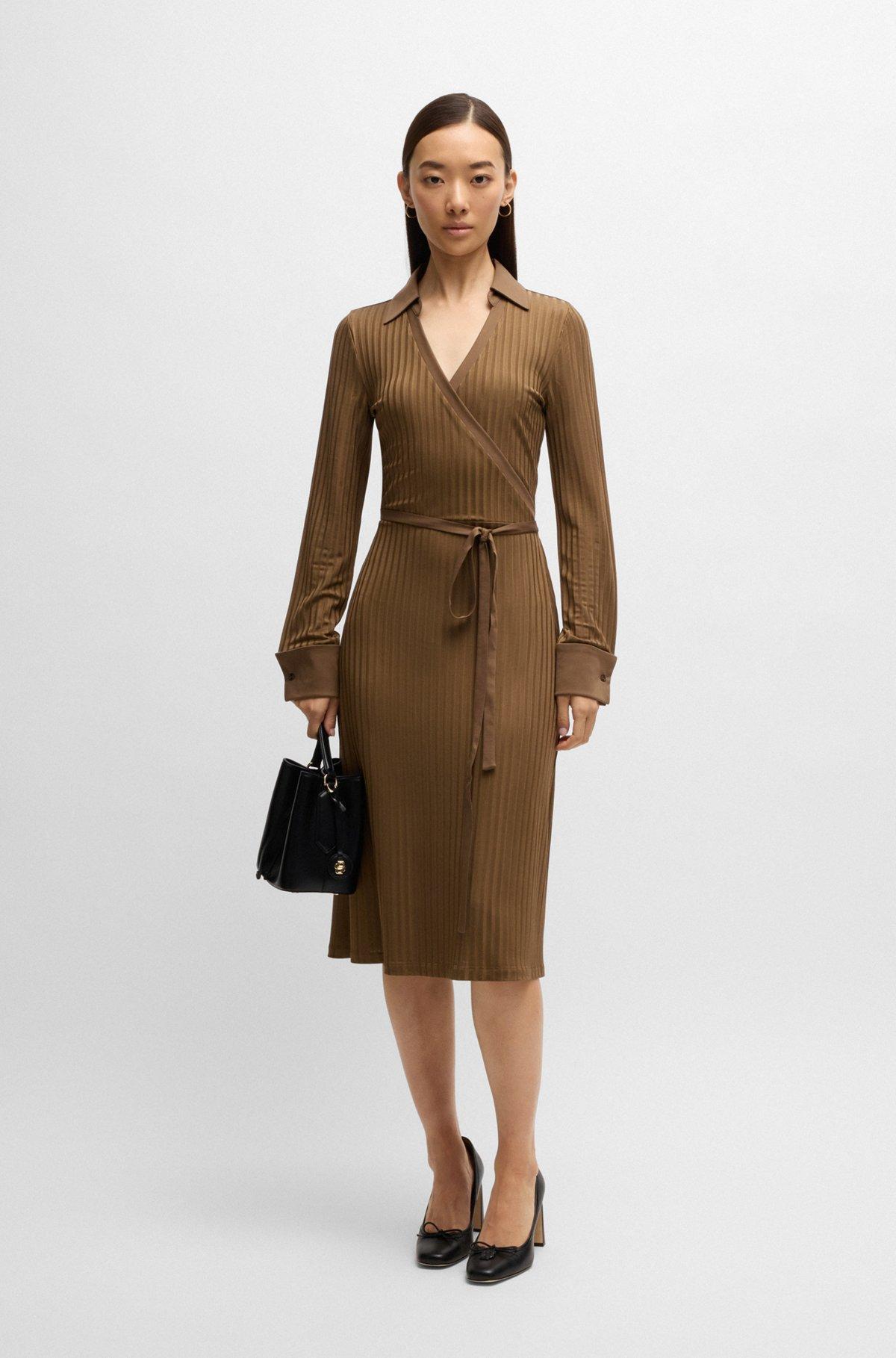 Wrap dress in lustrous ribbed jersey Product Image