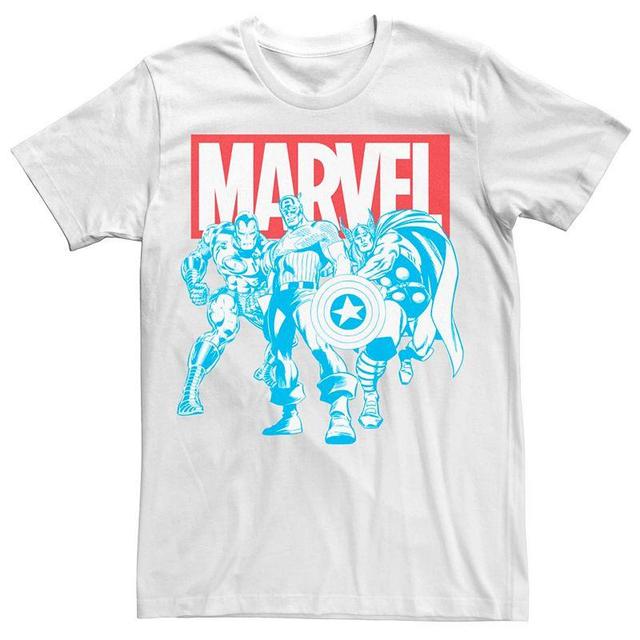 Mens Marvel Red Blue Avengers Retro Group Shot Tee Product Image