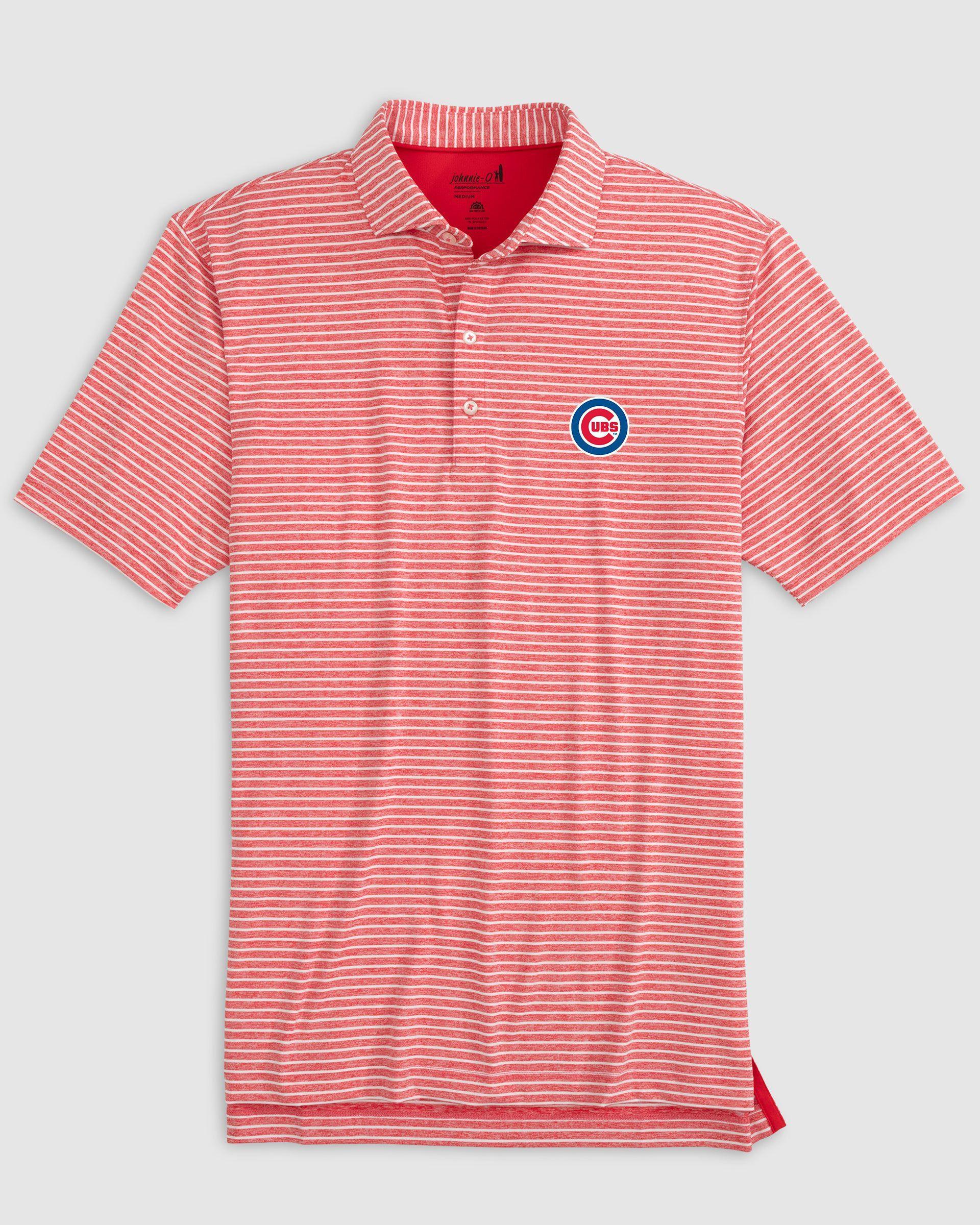 Chicago Cubs Clipper Striped Jersey Performance Polo Product Image