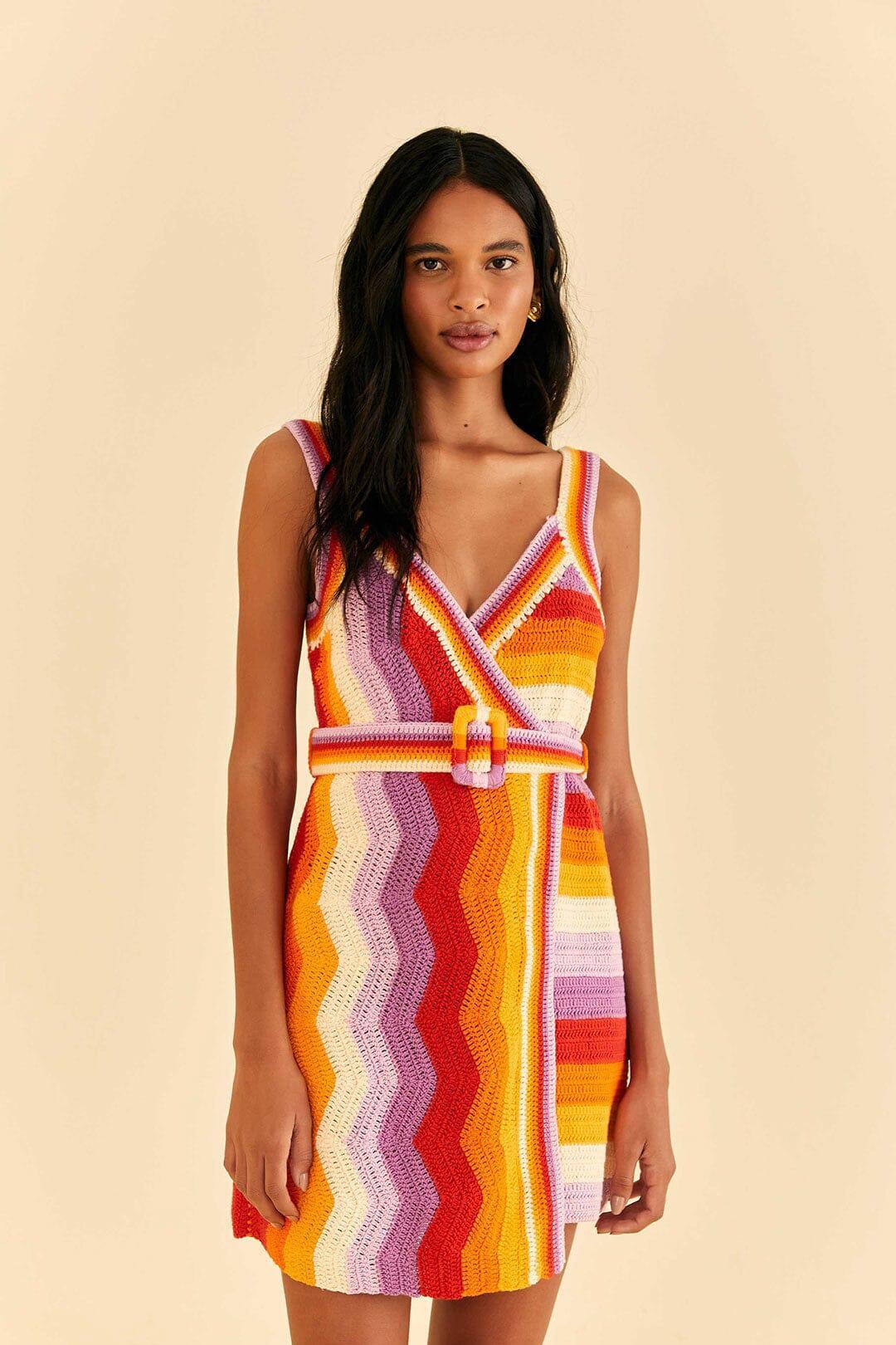 Multi Stripes Crochet Dress Product Image