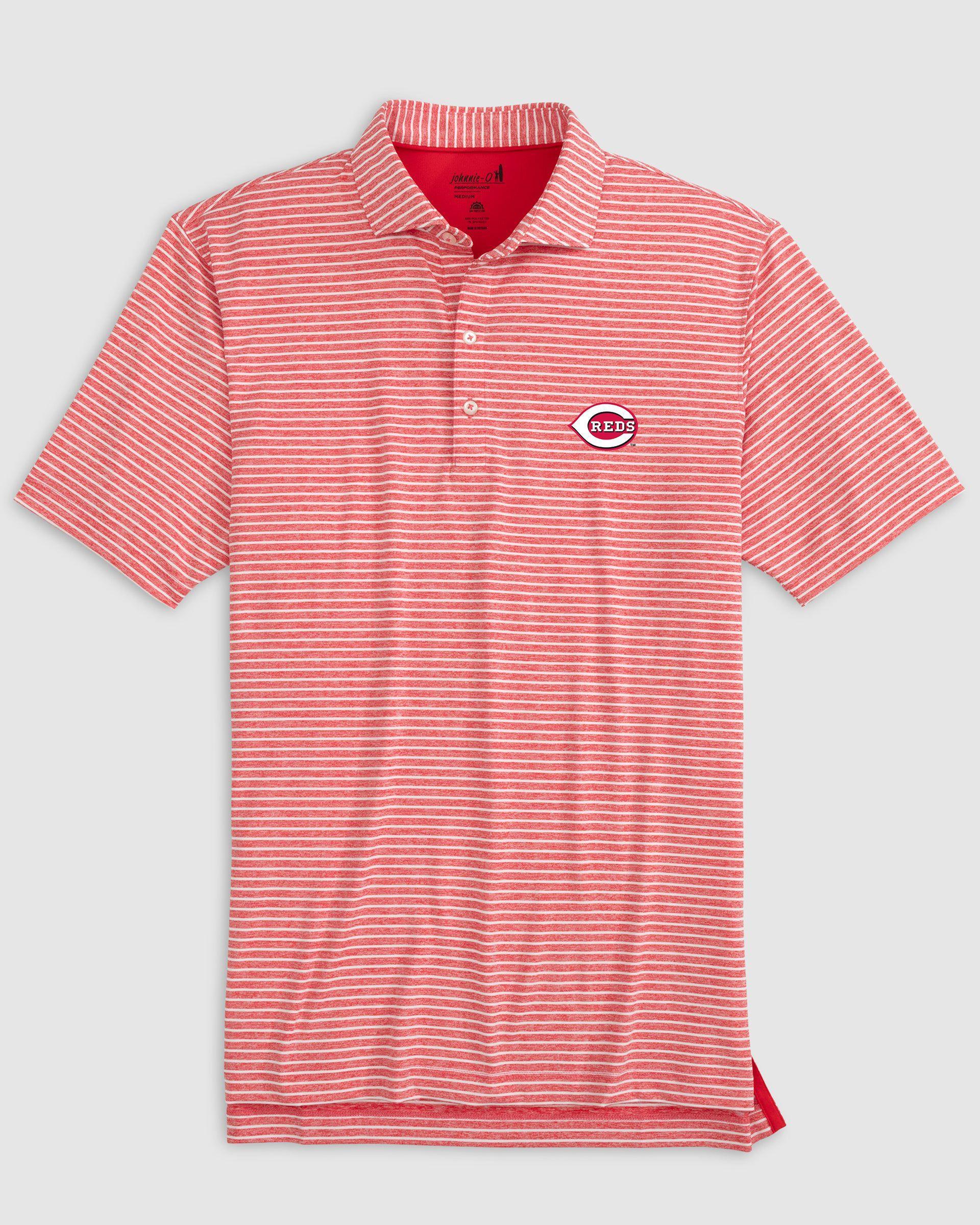 Cincinnati Reds Clipper Striped Jersey Performance Polo Product Image