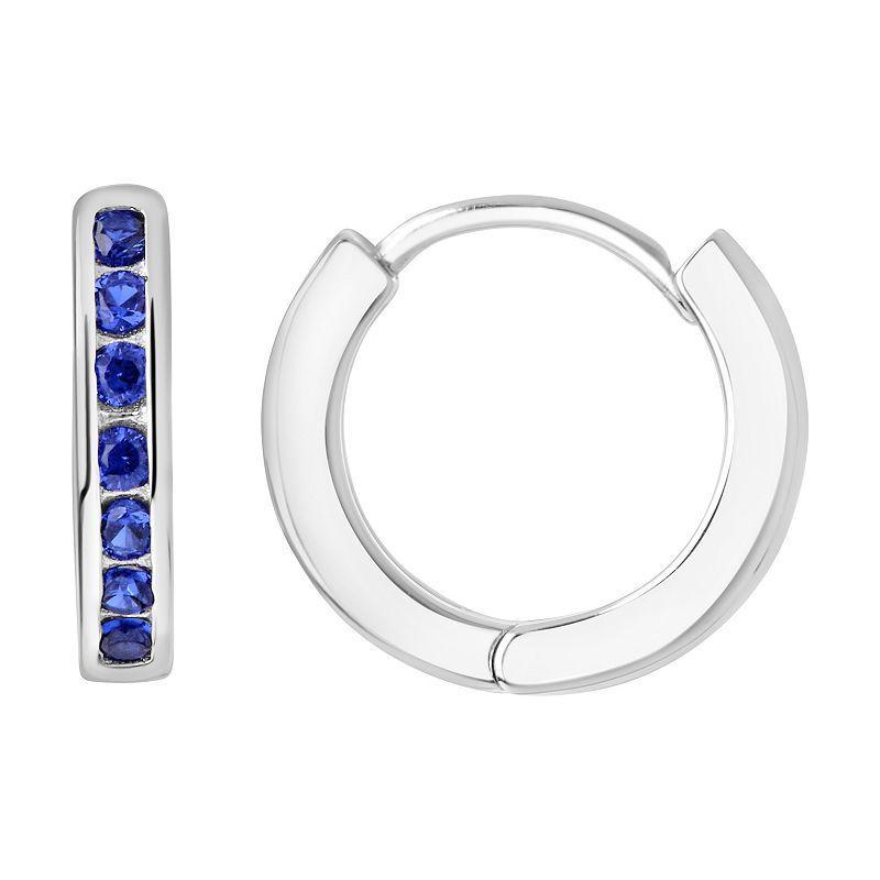 MC Collective Sterling Silver Cubic Zirconia Hoop Earrings, Womens, Silver Tone Blue Product Image