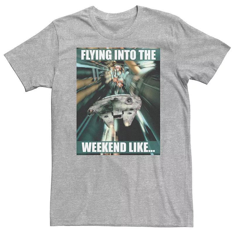 Big & Tall Star Wars Millennium Falcon Flying Into The Weekend Like... Tee, Mens Navy Grey Product Image