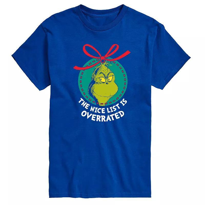 Big & Tall Dr. Seuss The Grinch Nice List Overrated Graphic Tee, Mens Product Image