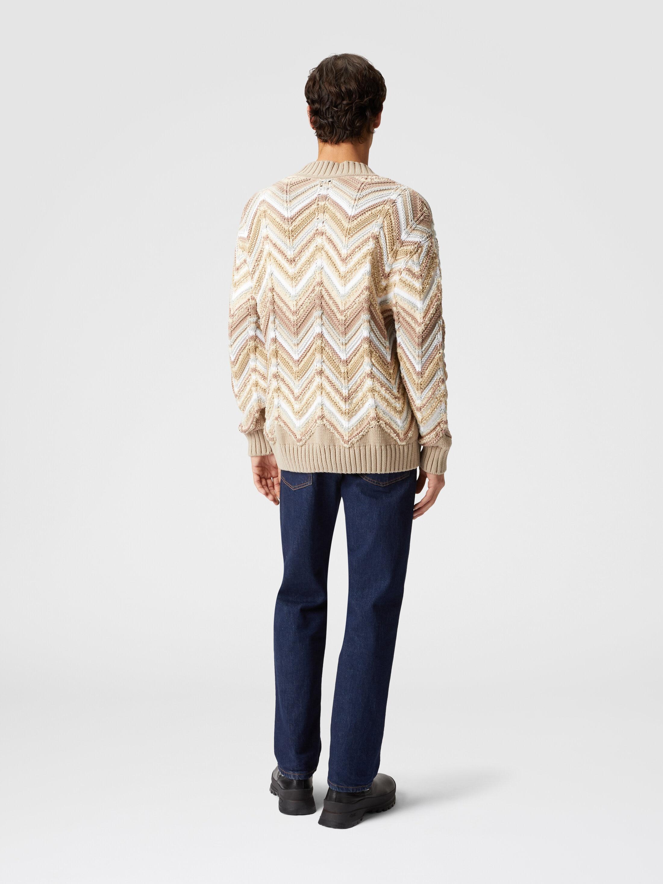 Cotton and wool blend cardigan with macro zig zag Product Image